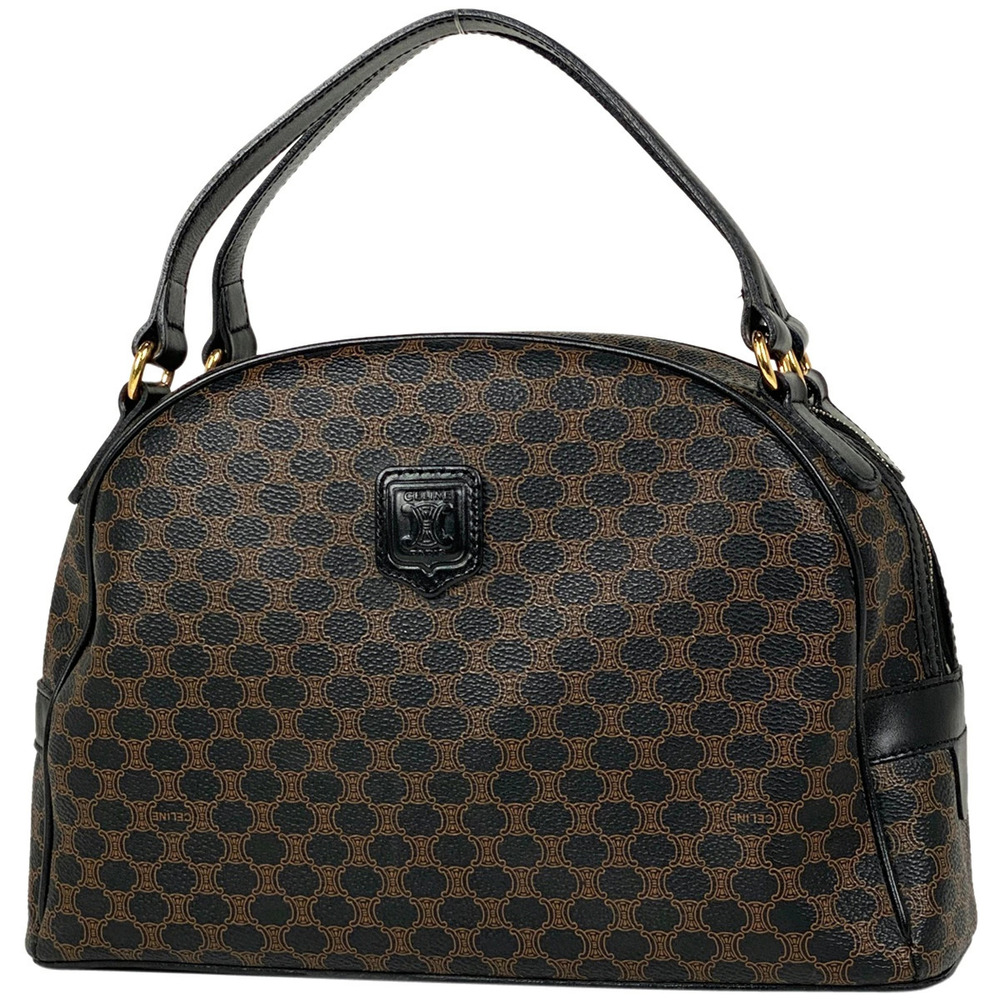 Celine Macadam handbag logo tote bag shoulder canvas brown black